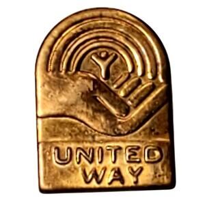 Vintage United Way Lapel Pin Gold Tone School Charity Union Made USA